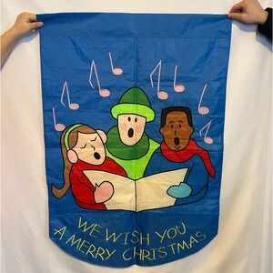 Outdoor Flag Christmas Carolers Yard House Porch Double Side Nylon 3'x2' Vintage